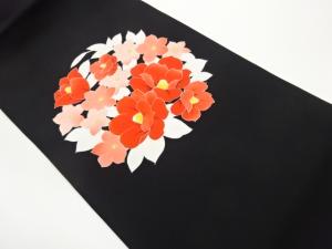 塩瀬手描き金彩花々模様刺繍名古屋帯